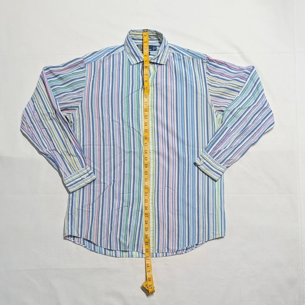 Polo Ralph Lauren Mens Multi Color Striped Cotton Button Down Shirt Large